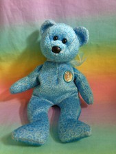 Vintage 2001 TY Beanie Babies Classy Blue Teddy Bear Retired - tush tag only