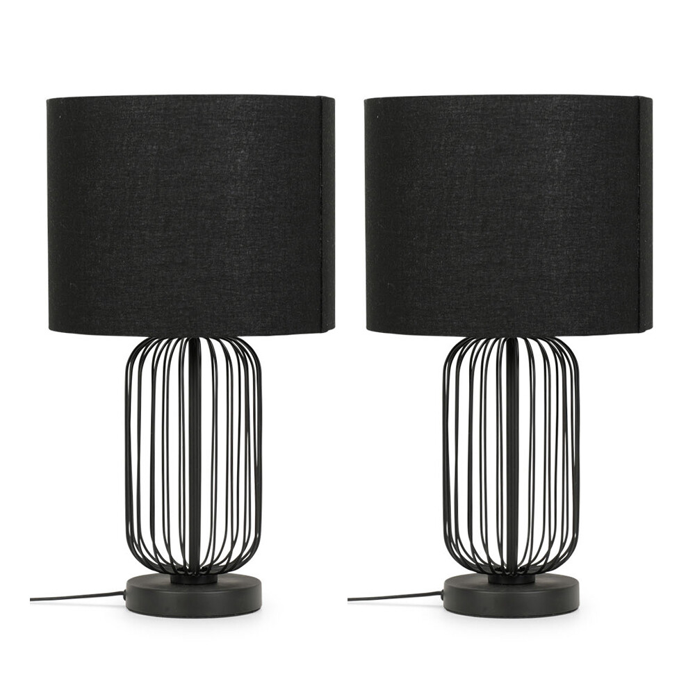 Bedroom Lamps Black Geometric Table Lamp Desk Lights Retro Black
