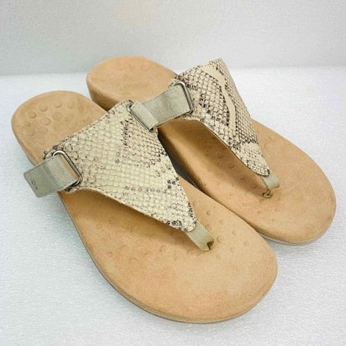 VIONIC Bone Embossed Snake Wanda T-Strap Sandal - Women's 9 - Picture 2 of 12