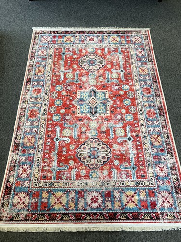 Alfa Rich 3x5 Runner Rugs, Ultra-Thin Oriental Light Red Rug, Non-Slip Washable - Picture 2 of 10