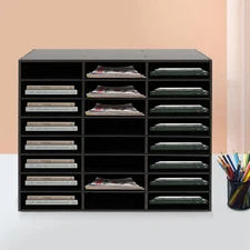 24-Compartment PVC Literature Organizer - Durable Desktop File Sorter