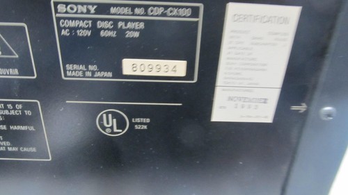 Sony CDP-CX100 jog dial l100 cd disk loading system as is only part or fixed - Picture 7 of 15