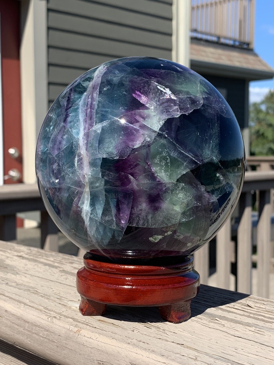 3,490g Rainbow Fluorite *HUGE* Sphere w/Stand •Over Pounds