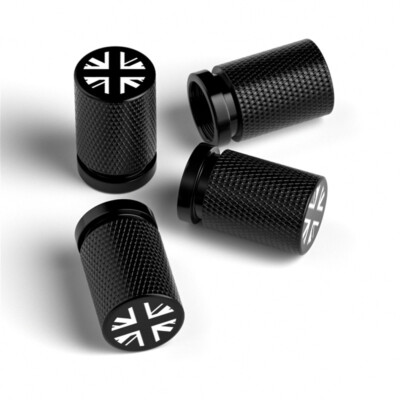 4x Black Union Jack United Kingdom UK Flag Car Tire Valve Stem Cap Wheel Cover