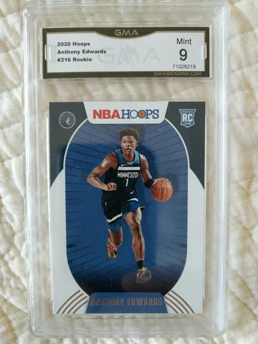2020-21 Hoops Anthony Edwards RC #216 Rookie GMA 9 Mint! Wolves