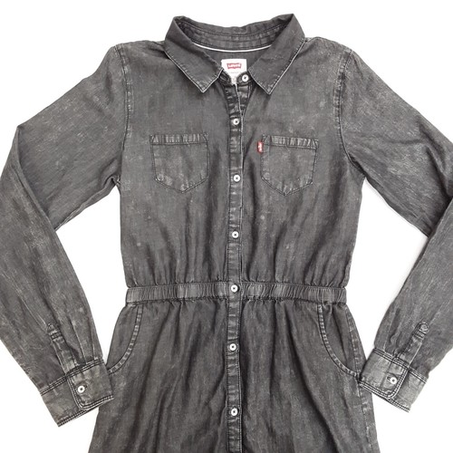 Girls Levis Denim Long Sleeve Button Up Dress Cotton Size YXL - Picture 2 of 10