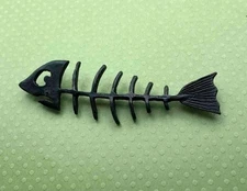 Les Bernard Joy Designer Signed Brooch Large Black Skeleton Fish Rare 1960s