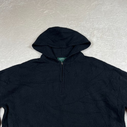 Vintage Lauren Ralph Lauren Hoodie Pullover Damen Large schwarz 1/4 Zip Lammwolle - Bild 2 von 8