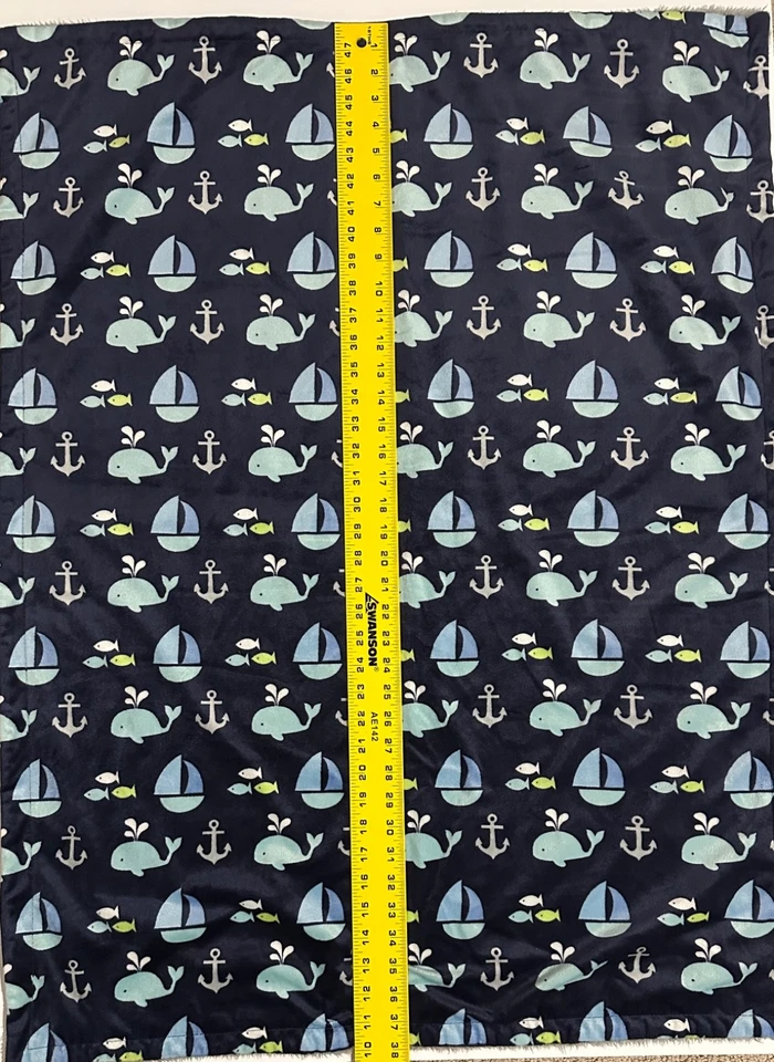 Luvable Friends Azul Cinza Baleia Náutica Peixe Âncora Barco Bebê Cobertor Sherpa - Imagem 3 de 4