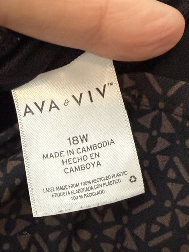 Ava & Viv Tankini Swim Top Black And Taupe Padded Plus Size 18W Bathing Suit - Picture 5 of 8