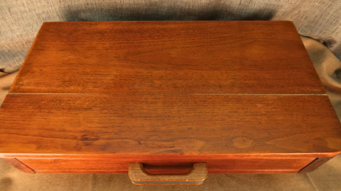 Vtg 1930s Handbuilt Solid Wood Art Deco Floating Telephone Shelf w/ Drawer