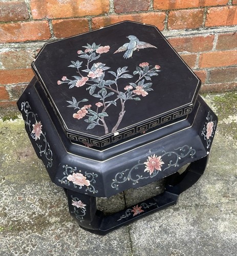 Antique Black Laquered Oriental Table Plant Stand Japanese Chinese *Restoration*