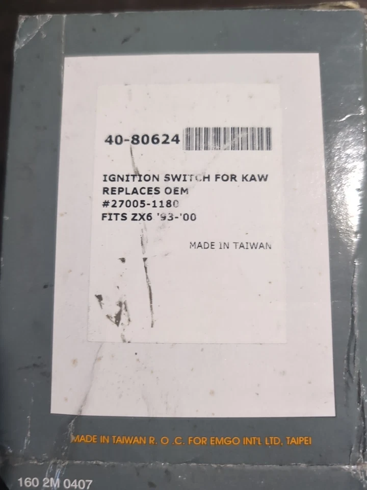 Interruptor de ignição de substituição Emgo Kawasaki Ninja ZX6 ZX600E 1993-2000 40-80624 - Imagem 2 de 4