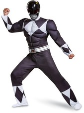 Men's Classic Mighty Morphin Power Rangers Black Ranger Costume X-Large 42-46