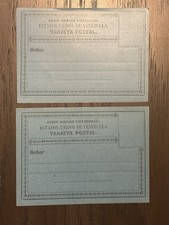 EU VENEZUELA Filatelistyczne karty pocztowe Papeteria Partia Niebieska 1890s Typ 1 i 2
