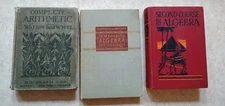 Lot of 3 Antique Vintage Math Textbooks Algebra, Arithmetic, 1911, 1942, 1951 