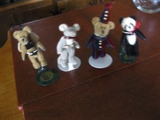 Boyds Miniature Teddy Bears T.F. Wuzzies- 3" Jointed Fuzzy Bears Set Of 4