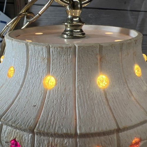 Vintage Lawnware 237 Small 7" Beige Beaded Patio Hanging Lamp Light Camping RV - Picture 6 of 13