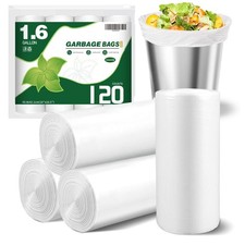 120 Counts 1.6 Gallon Small Trash Bags, Mini 1 Count Pack of 120 , White