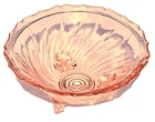 Vintage Jeannette Pink Depression Glass Pedestal Petal Swirl Candy Dish Bowl