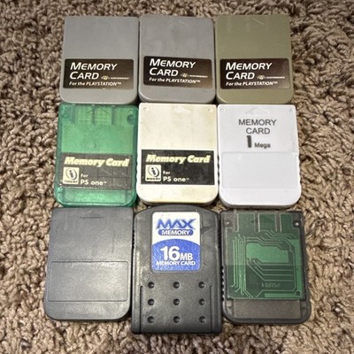 Lot of 9  PlayStation 1 Memory Cards  Gray/Green/White/Black for PS1/PS one