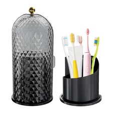 Multifunctional Rotating Toothbrush Holders with Sliding Lid, The 3-Slot Bath...