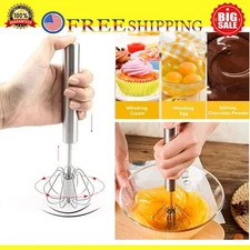 Semi-Automatic Egg Whisk Hand Push Egg Beater Stainless Steel Blender Whisk 