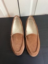 Vionic Slippers Womens 8 Haven Mckenzie Moccasin Brown Toffee Faux Fur