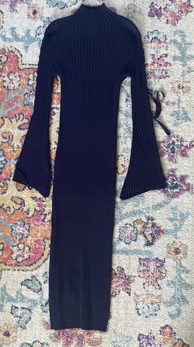 Ashley Stewart Rippstrick Maxi Pullover Kleid dunkelblau ausgestellte Ärmel Gr. 14/16 Boho