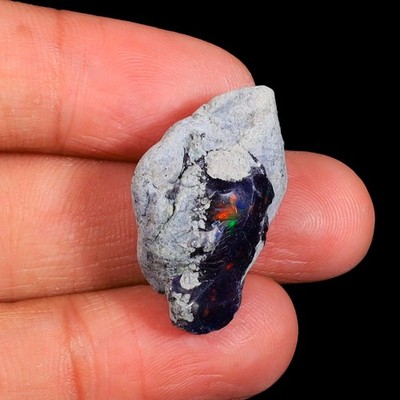 18,00 Ct natürlicher schwarzer äthiopischer Opal grob, Feueropal Edelstein, W...