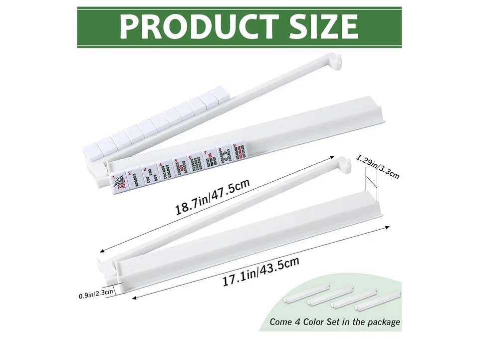 4 Pcs Acrylic Mahjong Racks with Pushers Combo, All-in-One Tile Pushers, White - Image 2 of 4