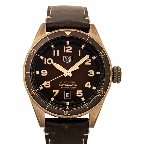 TAG Heuer Autavia Calibre 5 Chronometer Automatic Brown Dial Men's Watch WBE5...