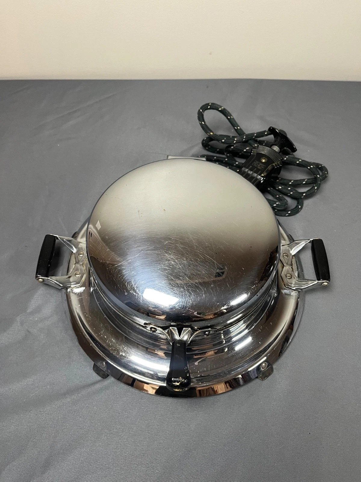 Vintage Electrahot No 148 Chrome Waffle Iron Mansfield OH Original Cord Working