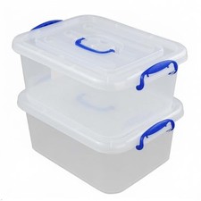 8 Quart Plastic Storage Latch Box, Clear Storage Bin, Set of 2