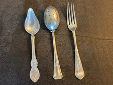 VTG Roger Brothers,E & JB Flatware Grapefruit Spoon, Tea Strainer Spoon, Salad