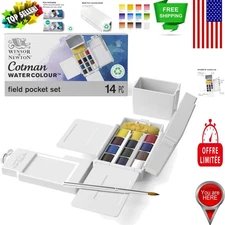 Compact 14-Piece Outdoor Watercolor Kit with Vibrant Colors and Accessories