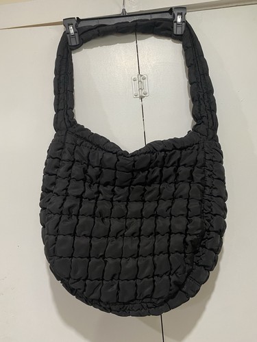 Urban Expressions Urban Fit Black PUFFER Quilted Grey Inside Crossbody Bag Purse - Picture 14 of 18