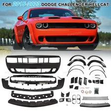 Full Front Bumper Cover + Lip + Fender Flares Kit For 2015-2023 Dodge Challenger