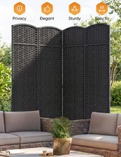 Outdoor Privacy Screen, Folding Room Divider 4-Panel 67" H x 64" W Black