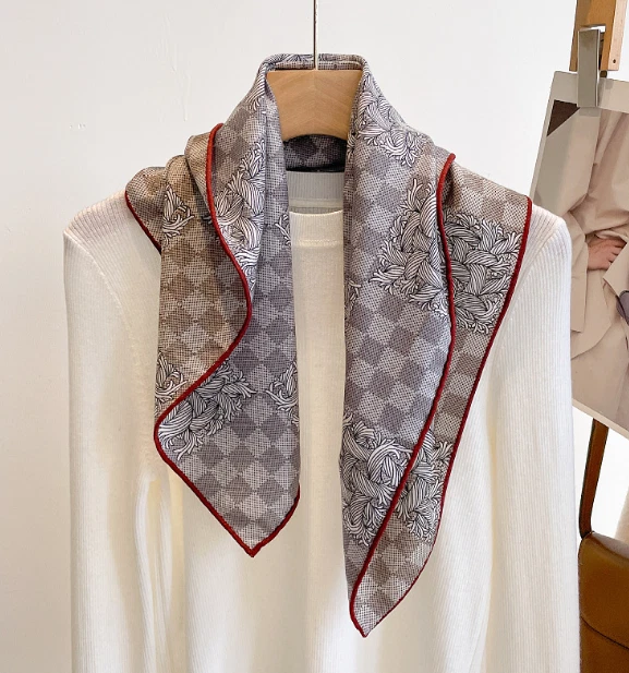 70% Cashmere 30% Silk Neckerchief knit Print Scarf Bandanna 26'' Shawl Wrap new