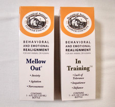 Lot of 2 Botanical Animal Flower Essences MELLOW OUT IN TRAINING 4 fl oz ea.