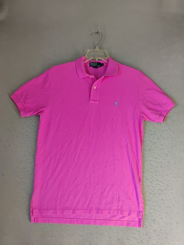 Camisa Polo Ralph Lauren Para Hombres Mediana Rosa Algodón Manga Corta Cuello Sólido Poni - Imagen 9 de 9