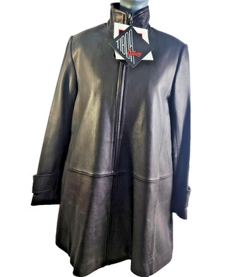 Womens Vtg 80s 90s Tibor Leather Black Genuine Lamb Thinsulate Jacket Coat Small
