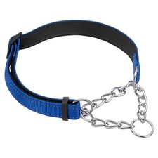 Dog Chain Collars No Pull Dog Collar Reflective Nylon L - 24 Inch Dark Blue 
