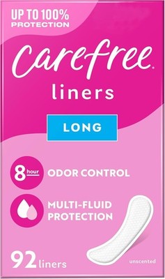 Carefree Acti-Fresh Thin Panty Liners Long Soft Flexible 92 Count