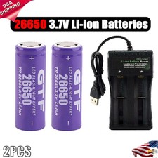 26650 3.7V 1 Rechargeable Battery LED Flashlight Toy Charger LOT