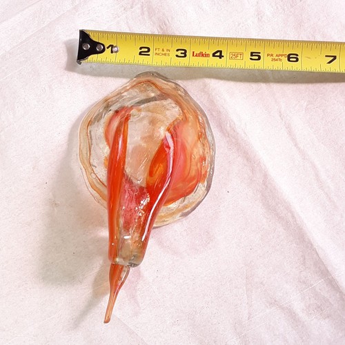 Vintage Hand-Blown Sooner Glass Swan Bowl Orange Amber Clear Decorative Art Piec - Picture 7 of 8