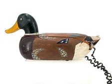 Vintage Telemania Mallard Duck Decoy Wooden Landline Phone