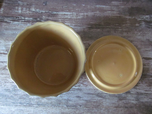 RARE! Vintage Primitive Yellow Graduated Lidded Nesting Kitchen Canisters Crocks - Picture 11 of 24
