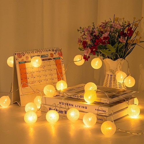 3m 20LED Cotton Ball String Lights Christmas Fairy Tale Lamp Wedding Party Decor - Picture 36 of 41